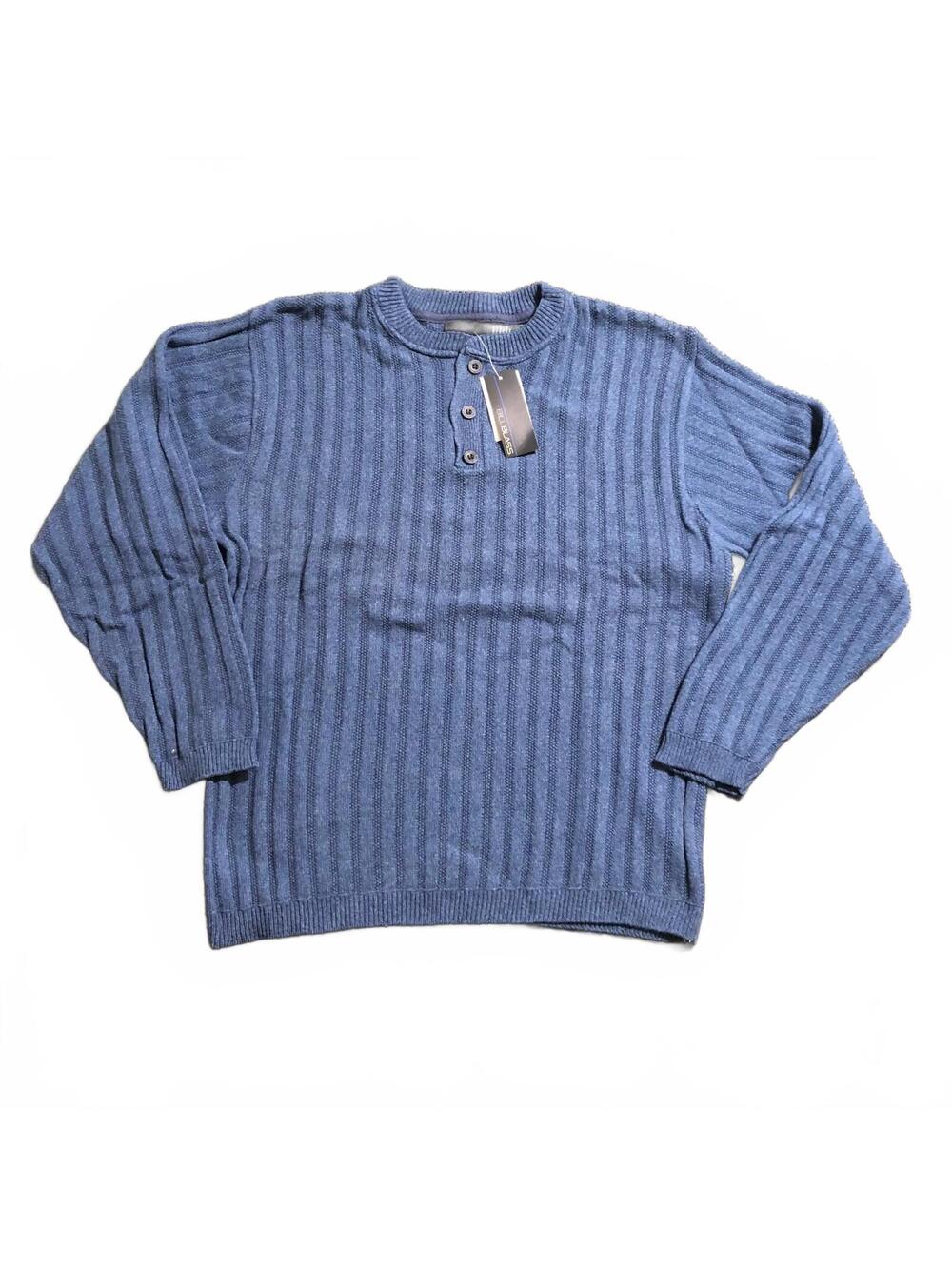 Bill Blass NWT Men's Blue Ribbed Knit Sweater Size L